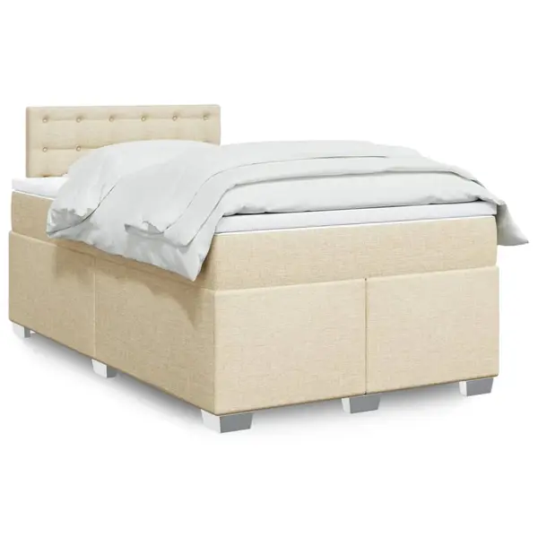 Gossi pat box spring cu saltea, crem, 120x200 cm, textil