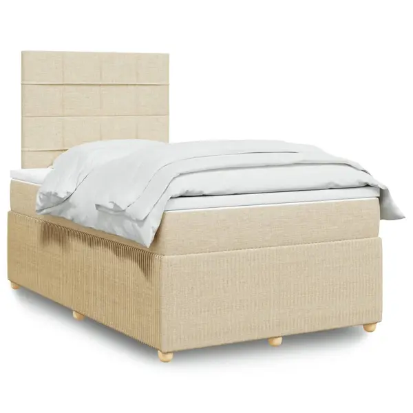 Gossi pat box spring cu saltea, crem, 120x200 cm, textil