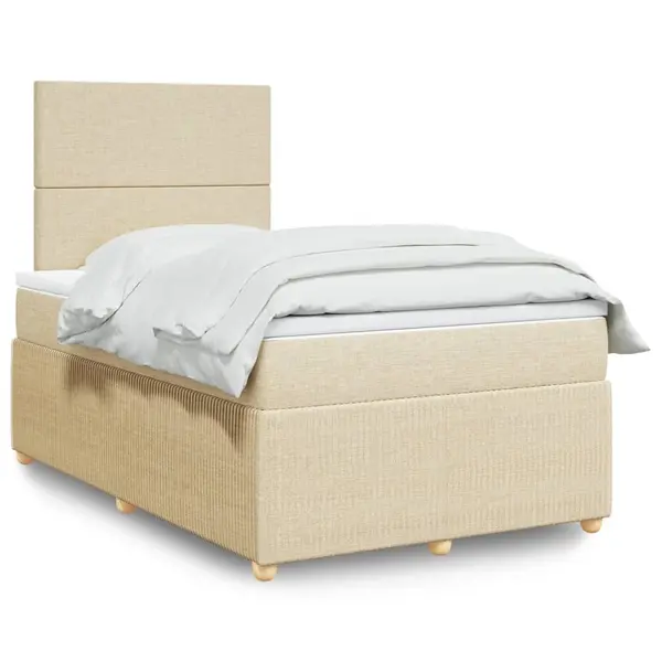 Gossi pat box spring cu saltea, crem, 120x200 cm, textil