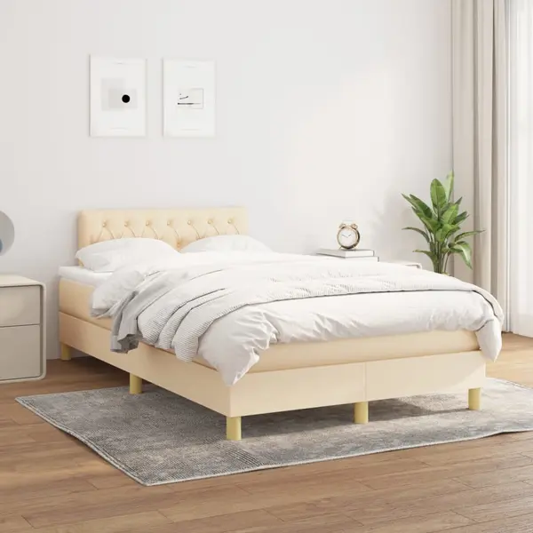 Gossi pat box spring cu saltea, crem, 120x200 cm, textil