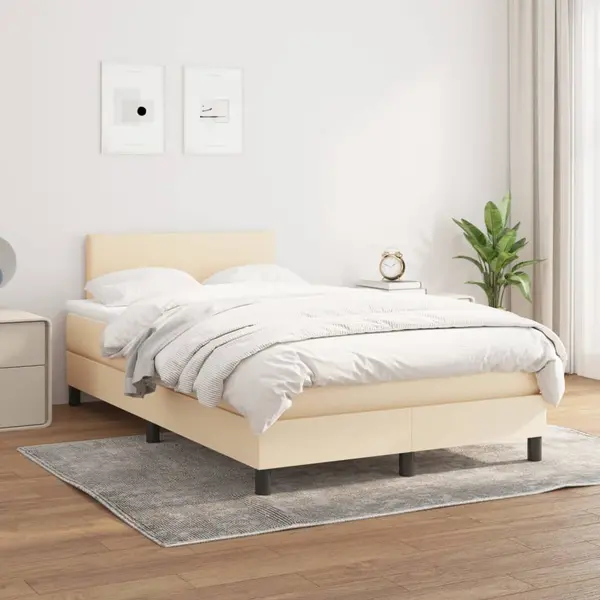 Gossi pat box spring cu saltea, crem, 120x200 cm, textil