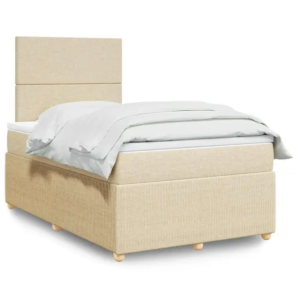 Gossi pat box spring cu saltea, crem, 120x200 cm, textil