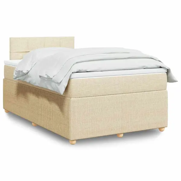Gossi pat box spring cu saltea, crem, 120x200 cm, textil