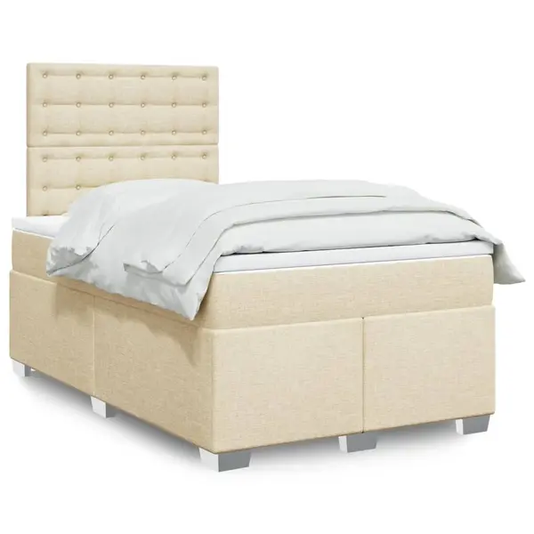 Gossi pat box spring cu saltea, crem, 120x200 cm, textil