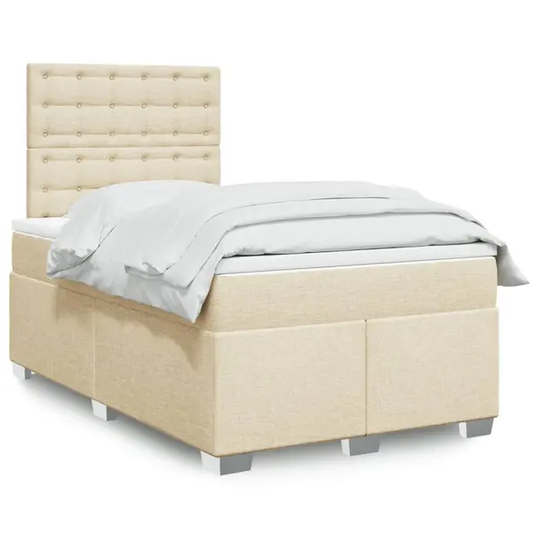 Gossi pat box spring cu saltea, crem, 120x200 cm, textil