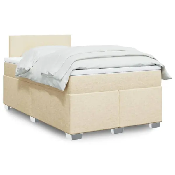 Gossi pat box spring cu saltea, crem, 120x200 cm, textil