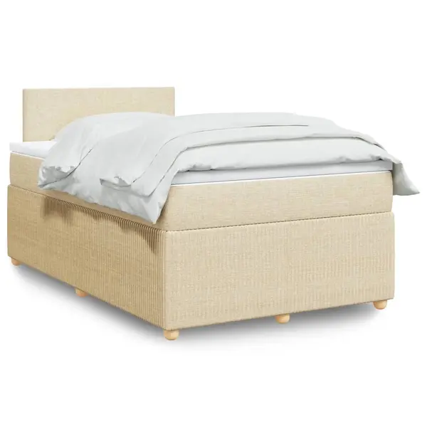 Gossi pat box spring cu saltea, crem, 120x200 cm, textil