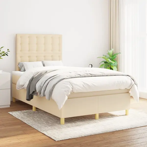 Gossi pat box spring cu saltea, crem, 120x200 cm, textil