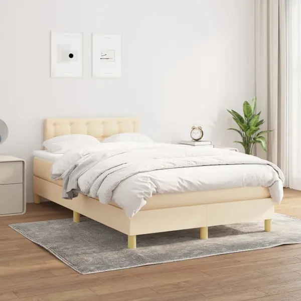 Gossi pat box spring cu saltea, crem, 120x200 cm, textil