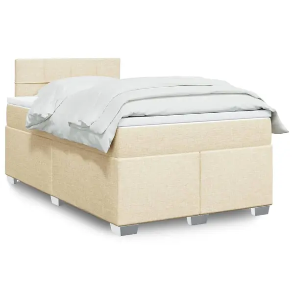 Gossi pat box spring cu saltea, crem, 120x200 cm, textil