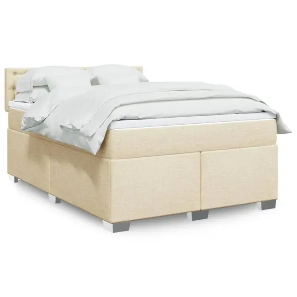 Gossi pat box spring cu saltea, crem, 160x200 cm, material textil