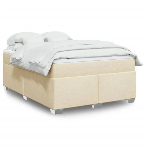 Gossi pat box spring cu saltea, crem, 160x200 cm, material textil