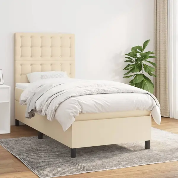 Gossi pat box spring cu saltea, crem, 80x200 cm, textil