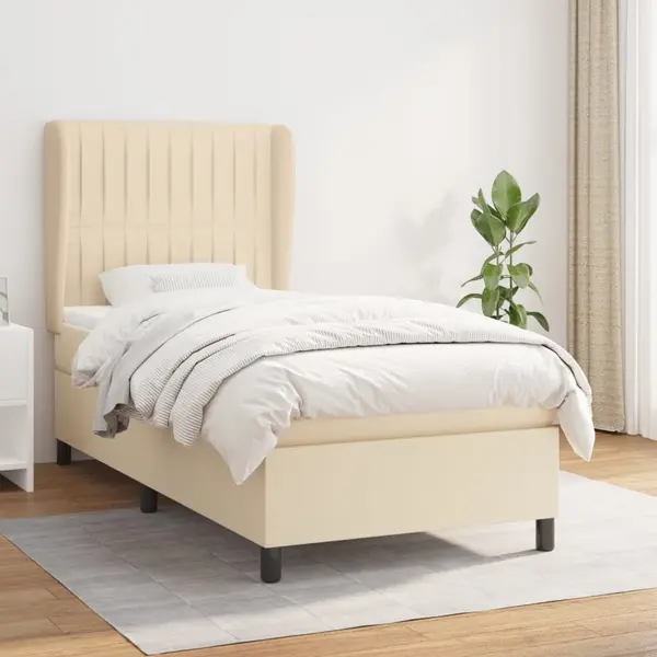 Gossi pat box spring cu saltea, crem, 80x200 cm, textil