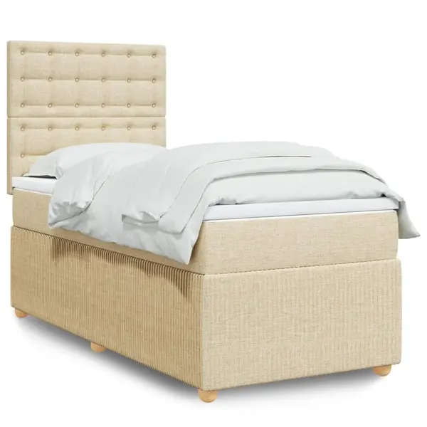 Gossi pat box spring cu saltea, crem, 80x200 cm, textil