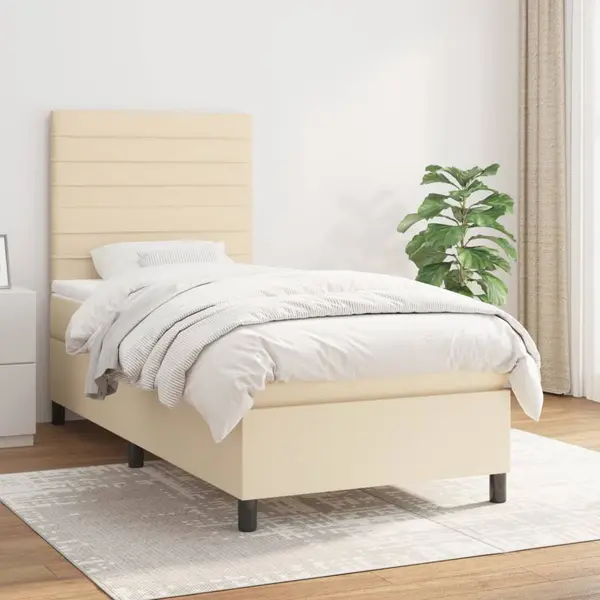 Gossi pat box spring cu saltea, crem, 80x200 cm, textil