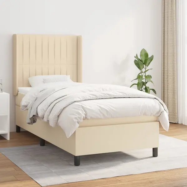 Gossi pat box spring cu saltea, crem, 80x200 cm, textil