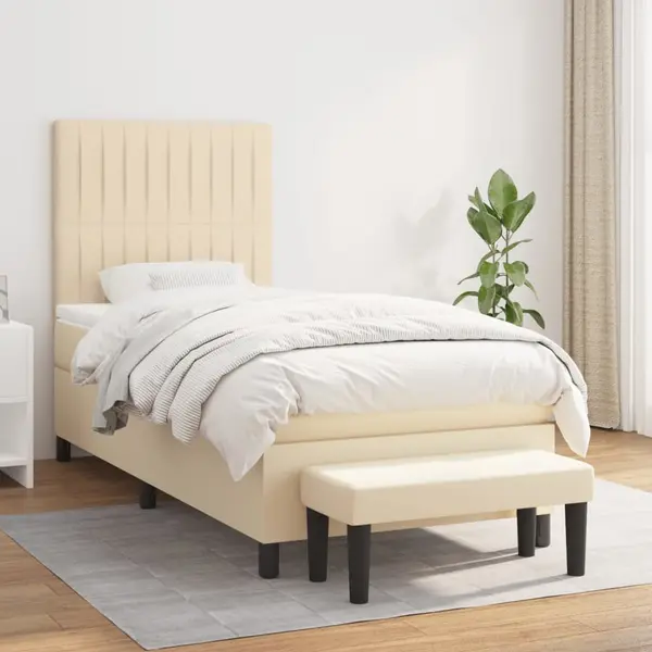 Gossi pat box spring cu saltea, crem, 80x200 cm, textil