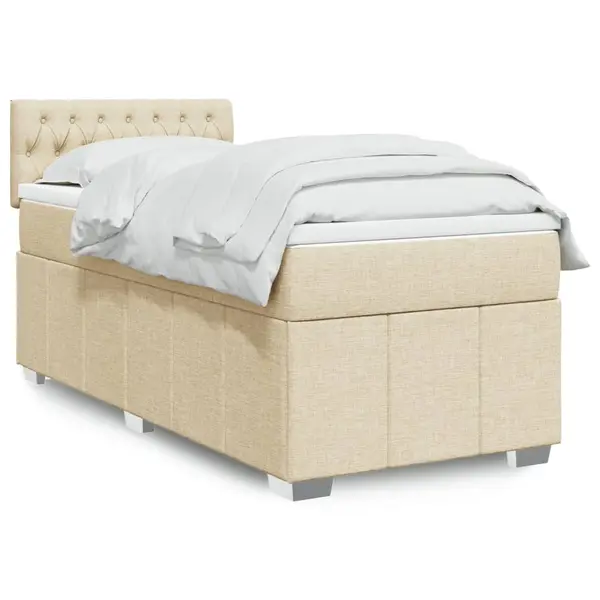 Gossi pat box spring cu saltea, crem, 80x200 cm, textil