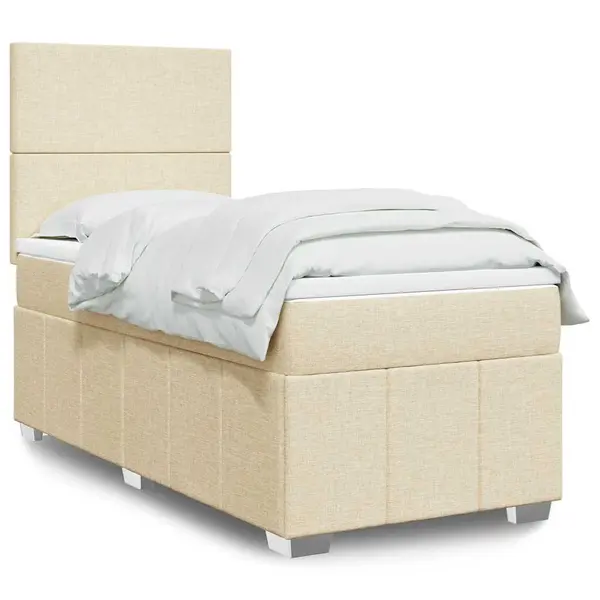 Gossi pat box spring cu saltea, crem, 80x200 cm, textil