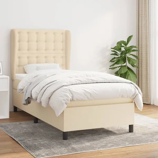Gossi pat box spring cu saltea, crem, 80x200 cm, textil