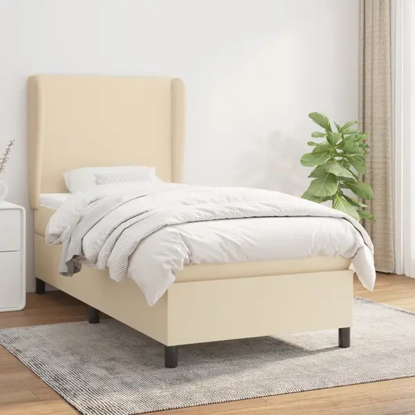 Gossi pat box spring cu saltea, crem, 80x200 cm, textil