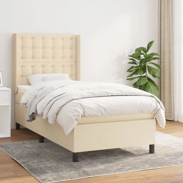 Gossi pat box spring cu saltea, crem, 80x200 cm, textil