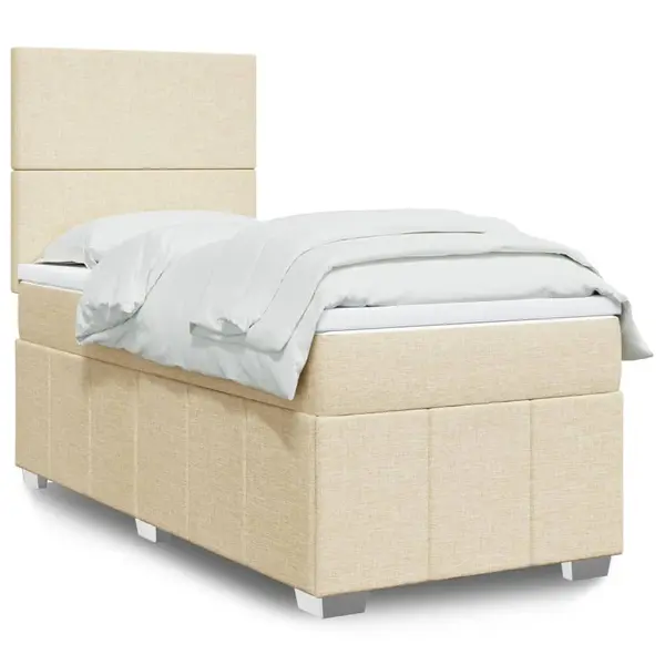 Gossi pat box spring cu saltea, crem, 80x200 cm, textil
