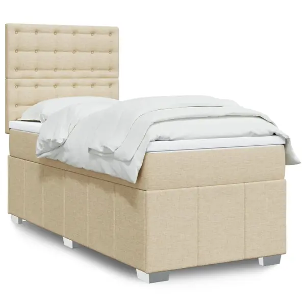 Gossi pat box spring cu saltea, crem, 80x200 cm, textil