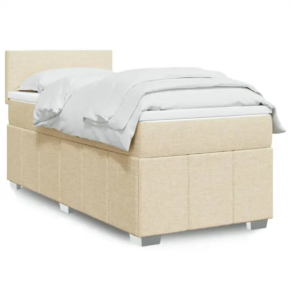 Gossi pat box spring cu saltea, crem, 90x200 cm, textil
