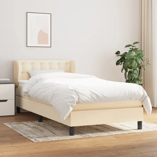 Gossi pat box spring cu saltea, crem, 90x200 cm, textil