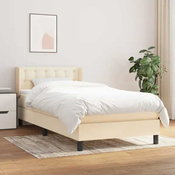 Gossi pat box spring cu saltea, crem, 90x200 cm, textil