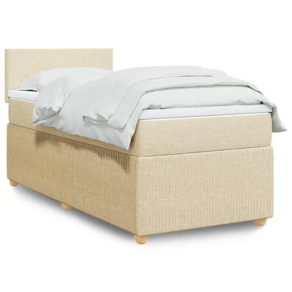 Gossi pat box spring cu saltea, crem, 90x200 cm, textil