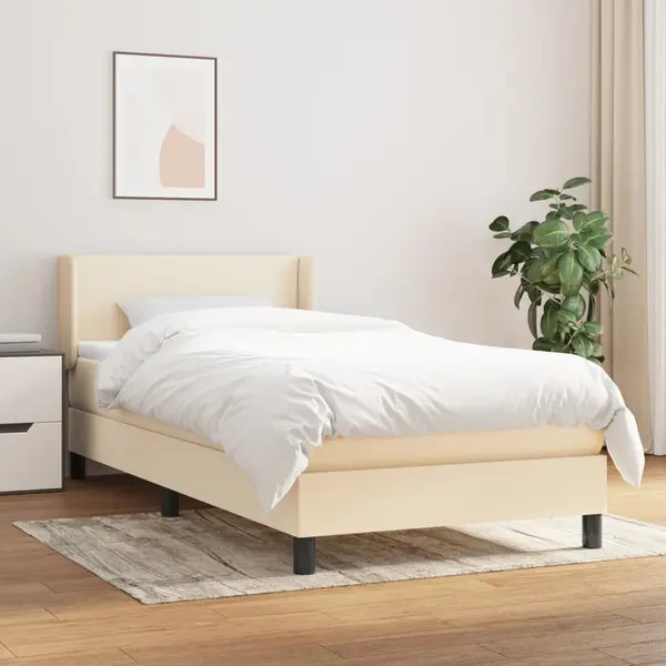 Gossi pat box spring cu saltea, crem, 90x200 cm, textil