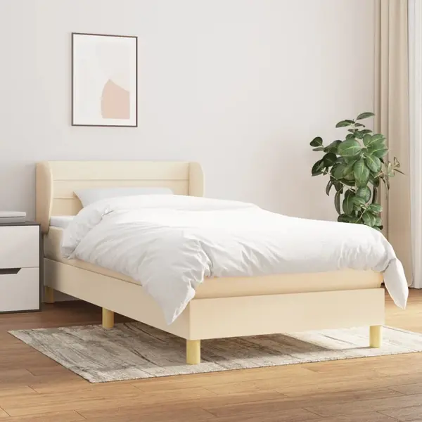 Gossi pat box spring cu saltea, crem, 90x200 cm, textil