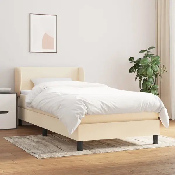 Gossi pat box spring cu saltea, crem, 90x200 cm, textil