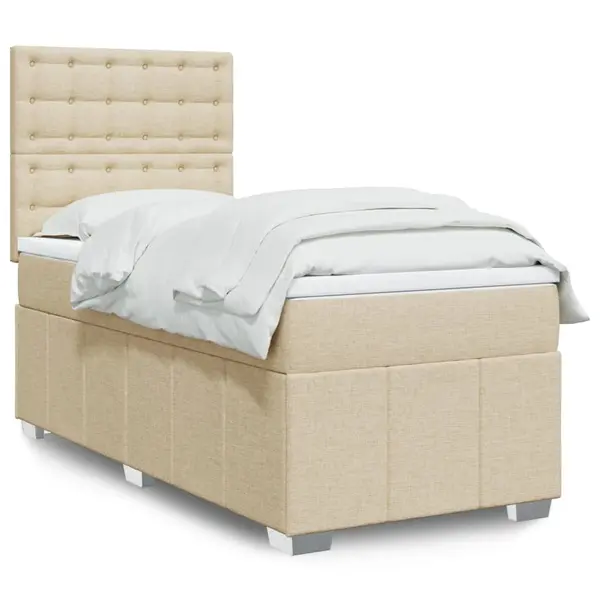 Gossi pat box spring cu saltea, crem, 90x200 cm, textil