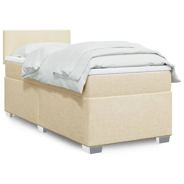 Gossi pat box spring cu saltea, crem, 90x200 cm, textil