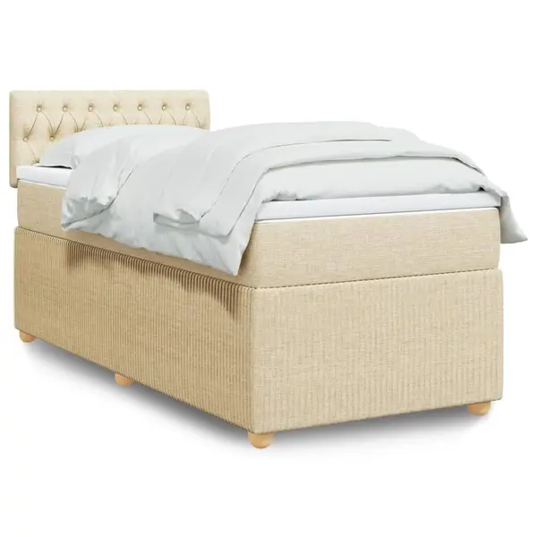 Gossi pat box spring cu saltea, crem, 90x200 cm, textil