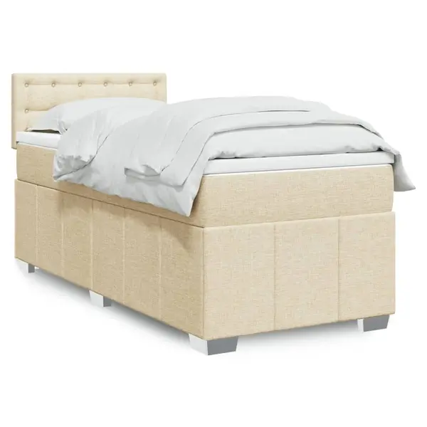 Gossi pat box spring cu saltea, crem, 90x200 cm, textil