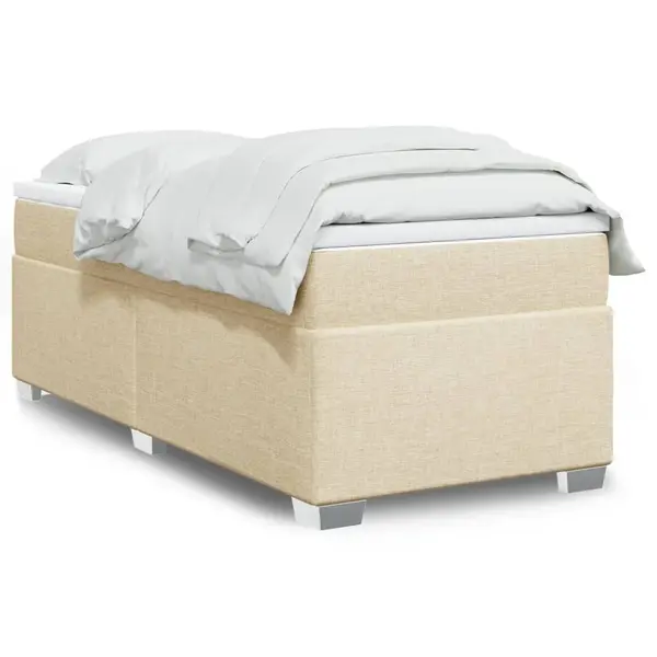 Gossi pat box spring cu saltea, crem, 90x200 cm, textil