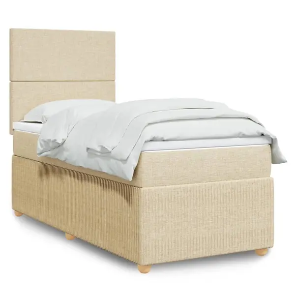 Gossi pat box spring cu saltea, crem, 90x200 cm, textil