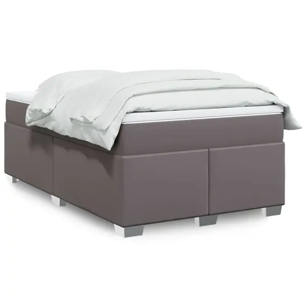 Gossi pat box spring cu saltea, gri, 120x200 cm, piele ecologica