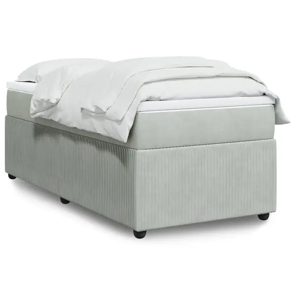Gossi pat box spring cu saltea, gri deschis, 100x200 cm, catifea