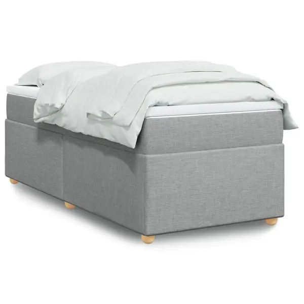 Gossi pat box spring cu saltea, gri deschis, 100x200 cm, textil