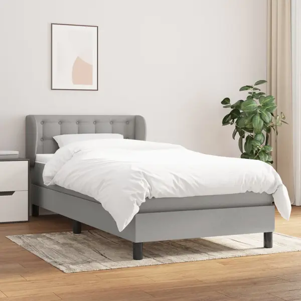 Gossi pat box spring cu saltea, gri deschis, 100x200 cm, textil