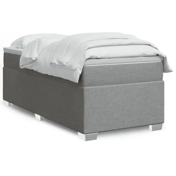 Gossi pat box spring cu saltea, gri deschis, 100x200 cm, textil