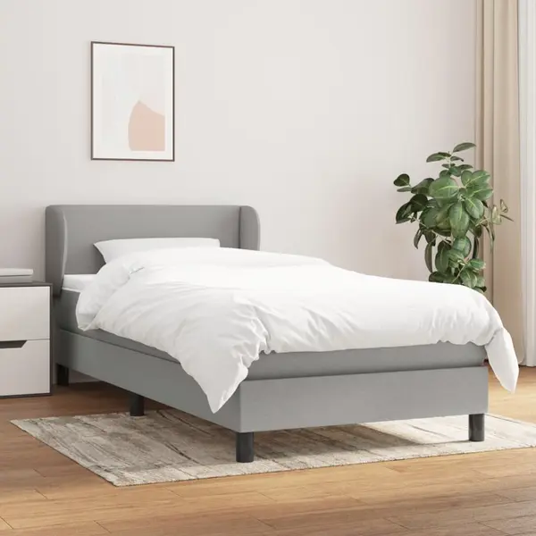Gossi pat box spring cu saltea, gri deschis, 100x200 cm, textil