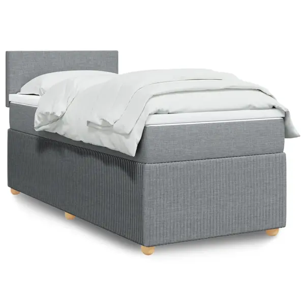 Gossi pat box spring cu saltea, gri deschis, 100x200 cm, textil