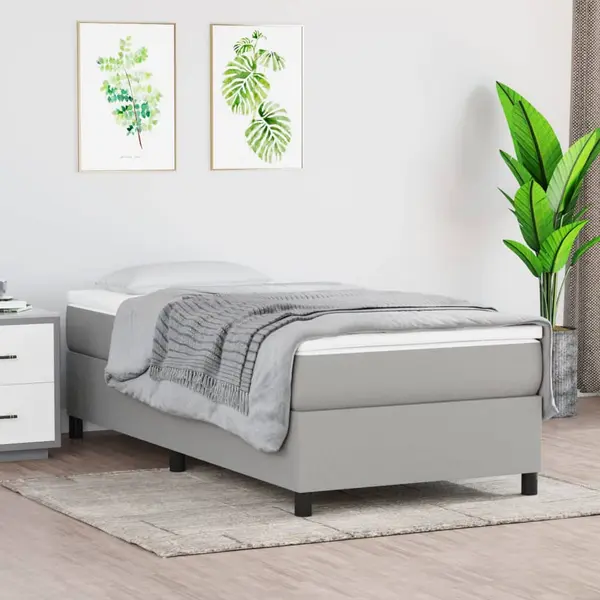 Gossi pat box spring cu saltea, gri deschis, 100x200 cm, textil